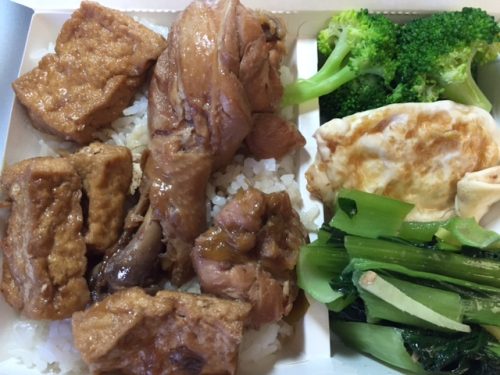 Stewed Chicken Leg Fried Tofu Bento